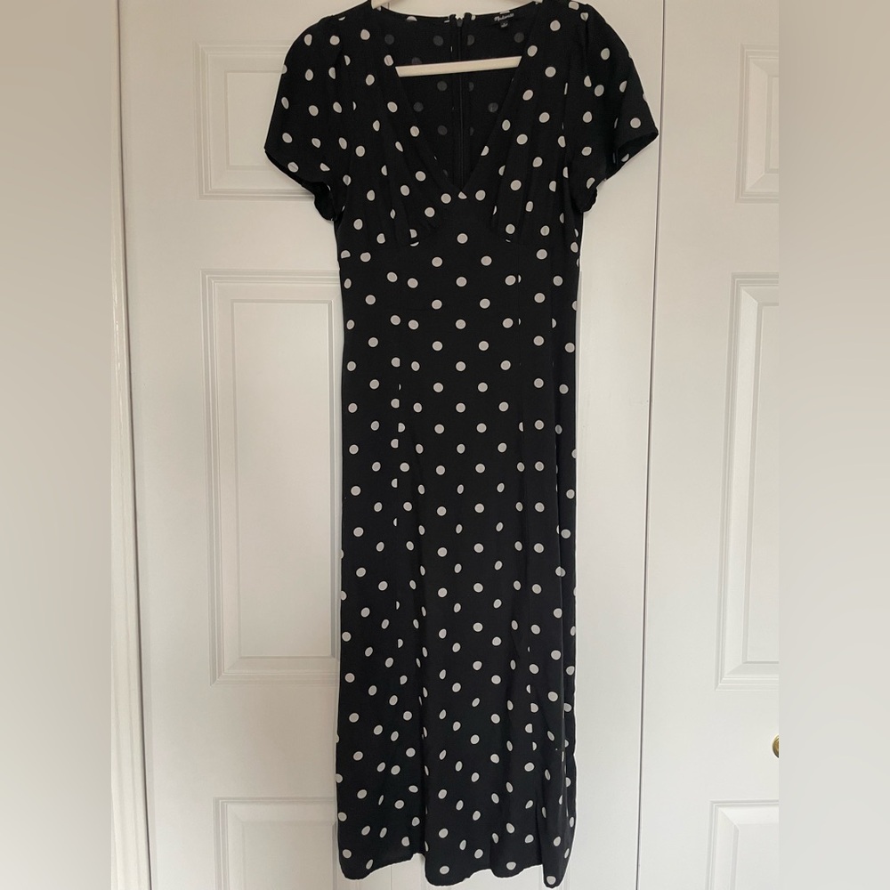 Madewell Black and White Polka Dot Midi Dress